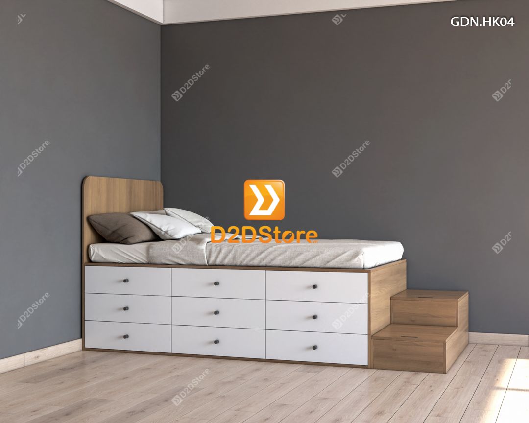  Giường ngủ kết hợp nhiều hộc kéo GDN.HK04 