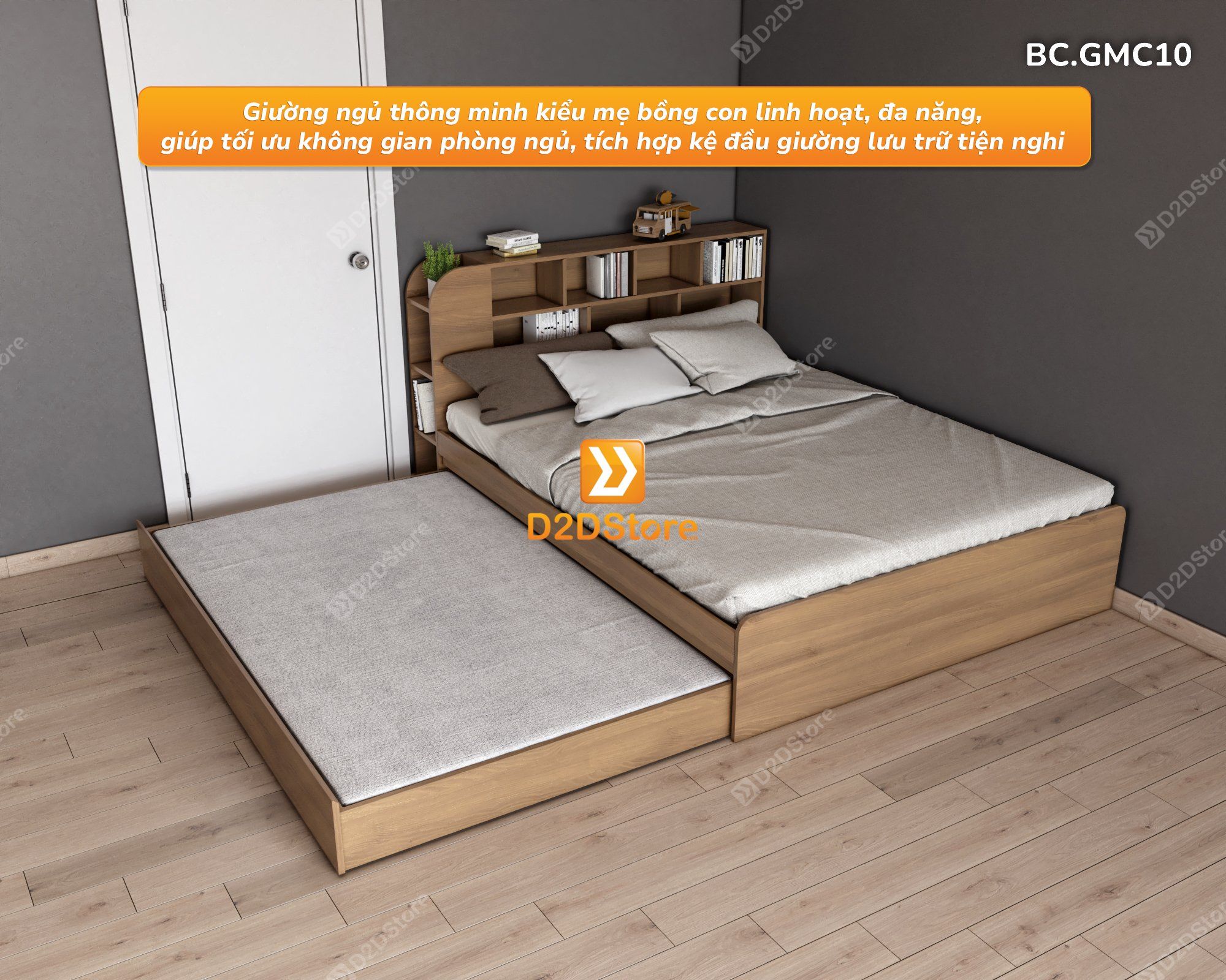  Giường kéo 2 tầng thông minh nhiều kích thước mã BC.GMC10 