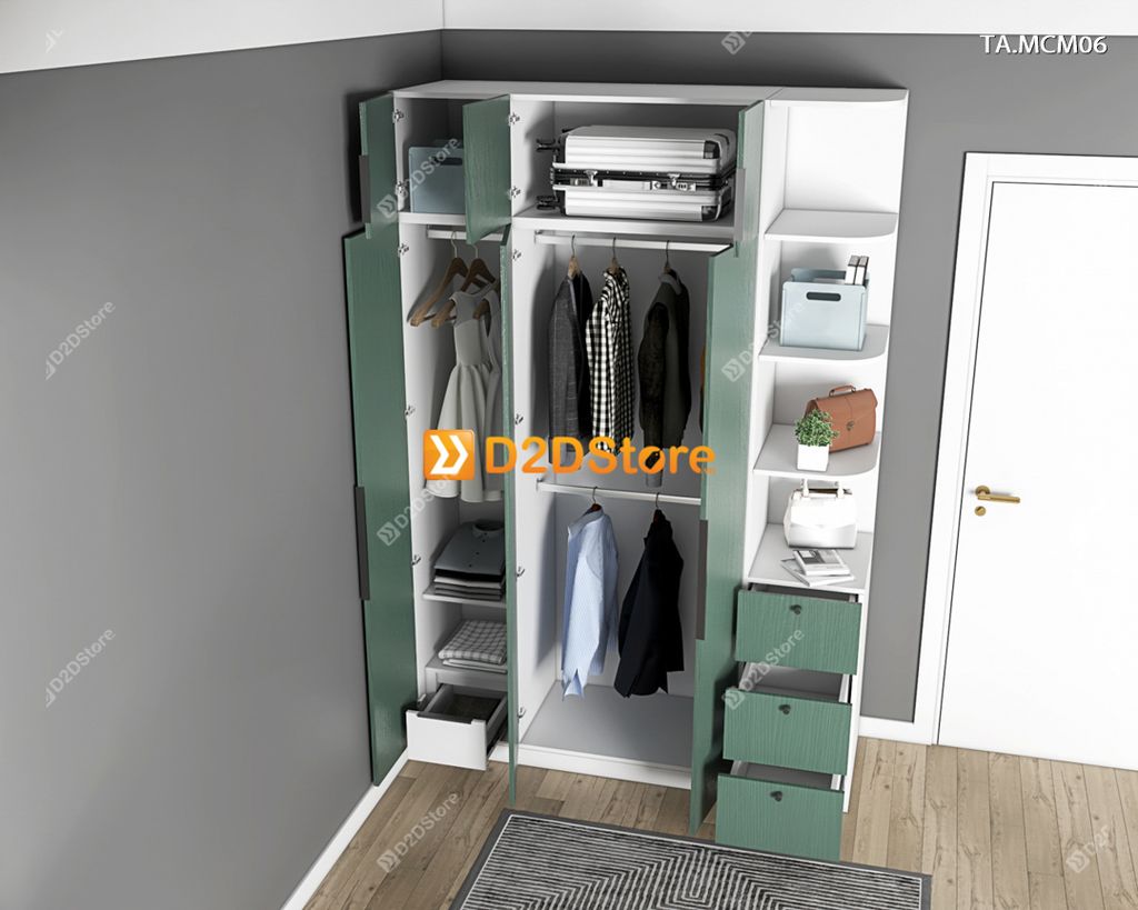 Tủ quần áo gỗ phủ melamine cánh mở TA.MCM06