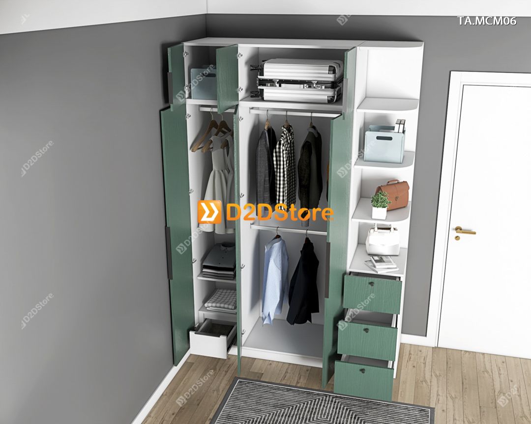  Tủ quần áo gỗ phủ melamine cánh mở TA.MCM06 