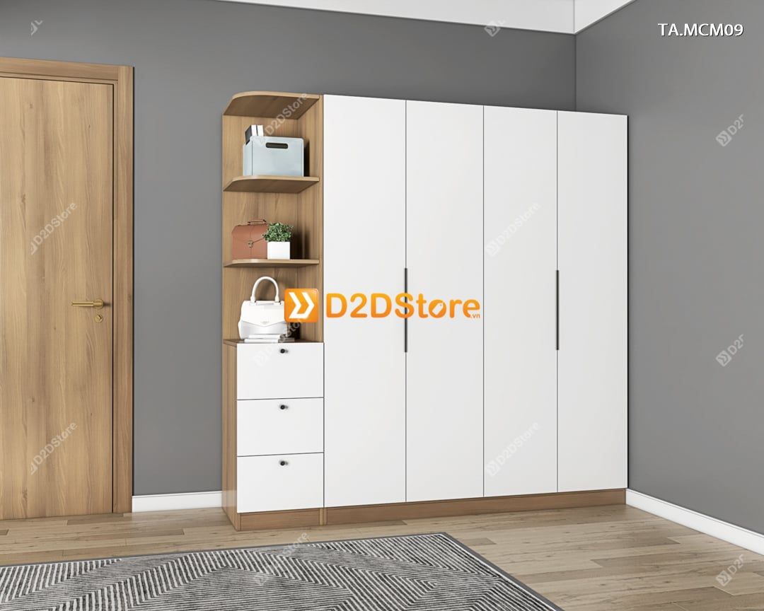  Tủ quần áo gỗ phủ melamine cánh mở TA.MCM09 