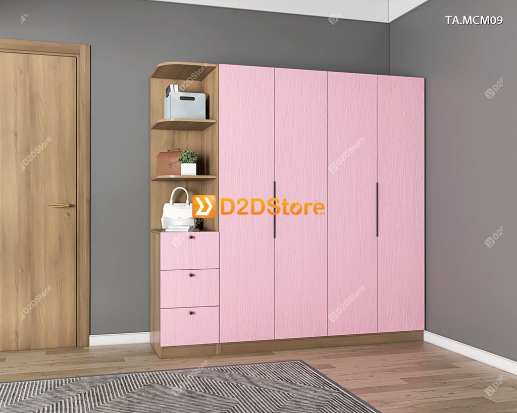 Tủ quần áo gỗ phủ melamine cánh mở TA.MCM09