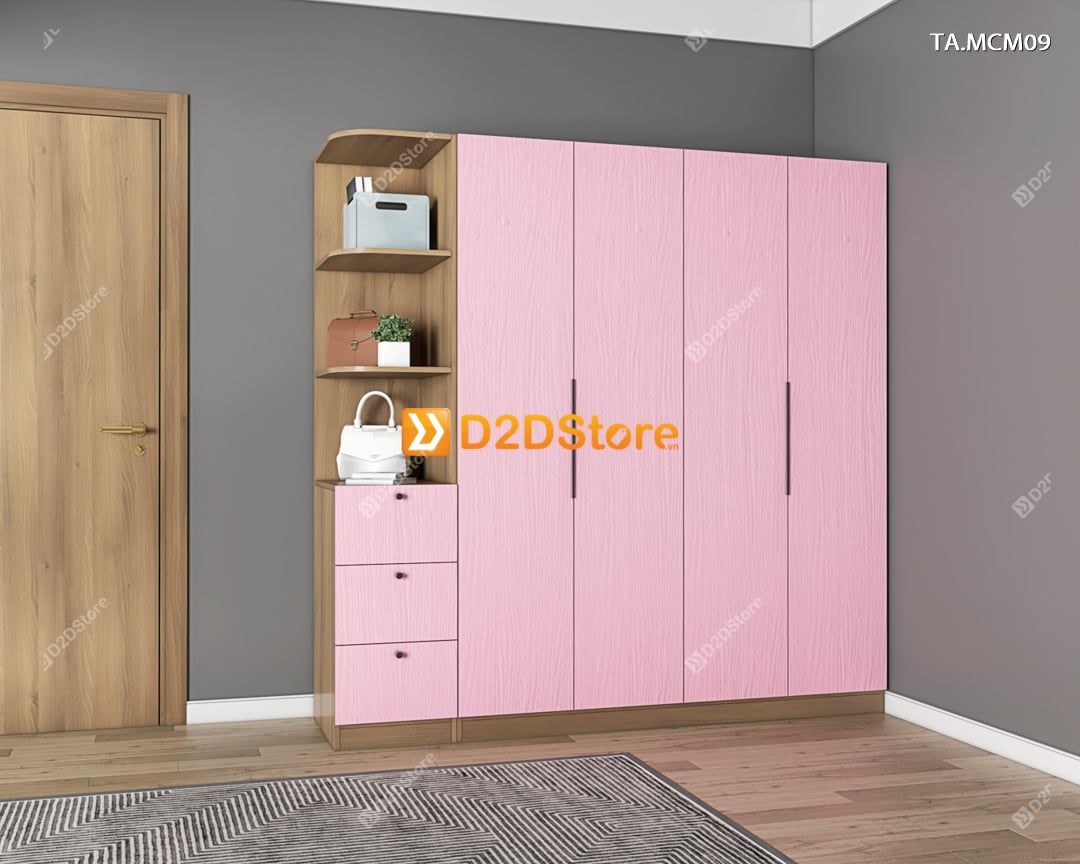  Tủ quần áo gỗ phủ melamine cánh mở TA.MCM09 
