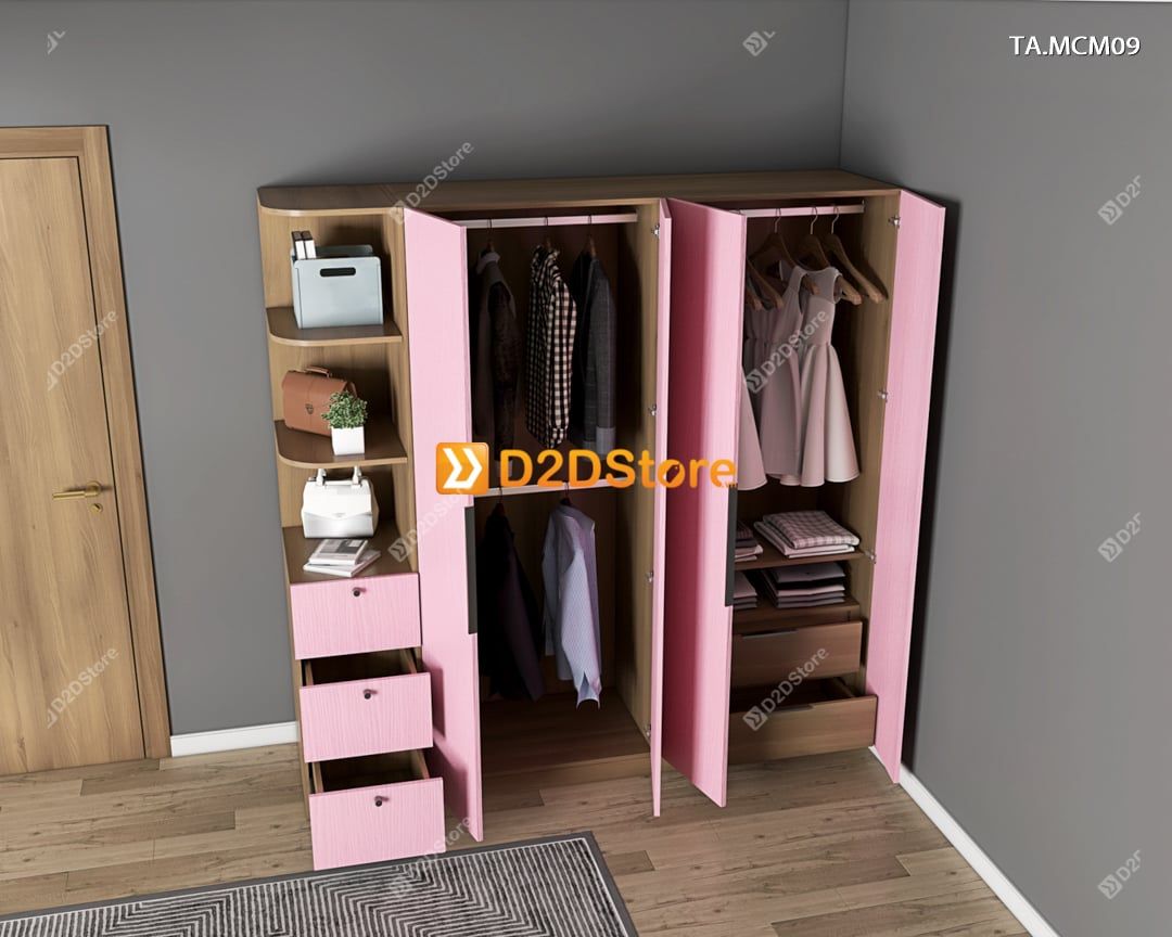  Tủ quần áo gỗ phủ melamine cánh mở TA.MCM09 