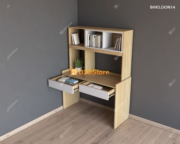 Bàn học đơn cho bé có kệ sách BHKS.DON14