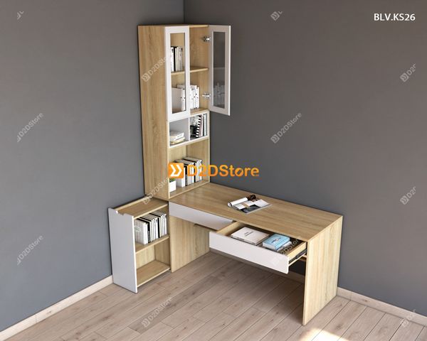 Bàn làm việc kết hợp kệ sách BLV.KS26