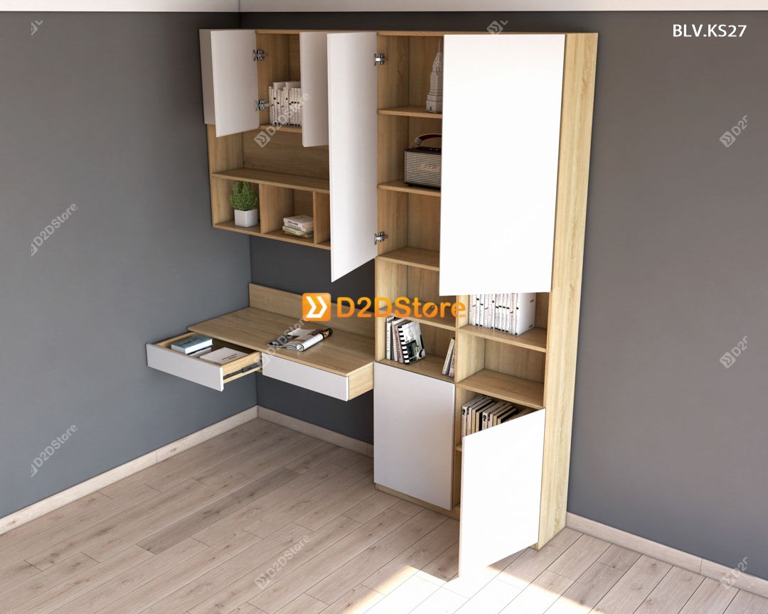  Bàn làm việc kết hợp kệ sách BLV.KS27 