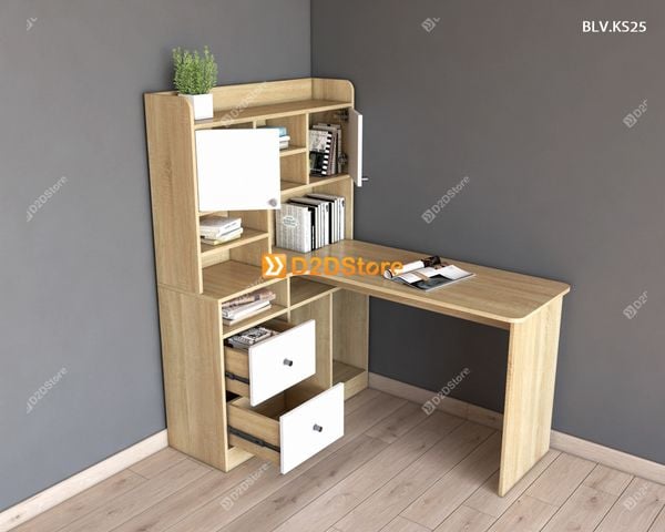 Bàn làm việc kết hợp kệ sách BLV.KS25
