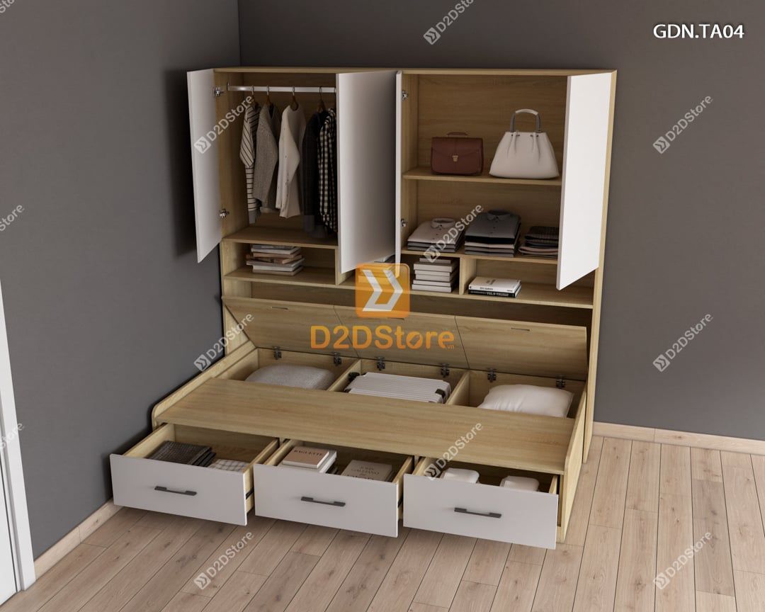  Giường ngủ kết hợp tủ áo GDN.TA04 