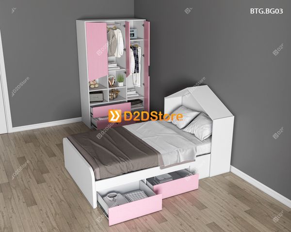 Bộ giường tủ phòng ngủ bé gái BTG.BG03