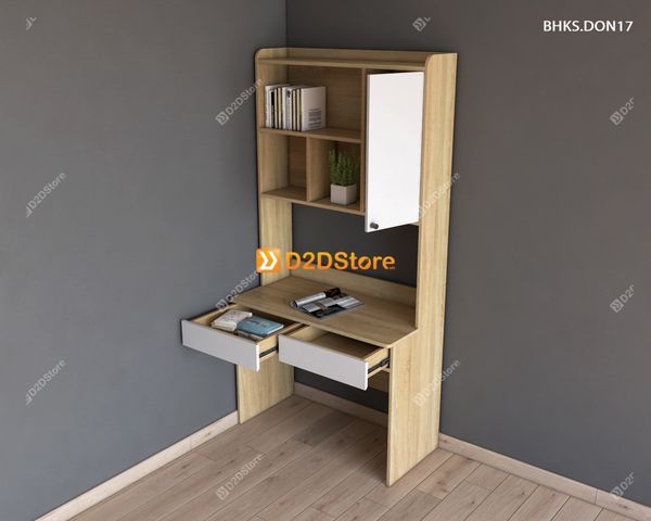 Bàn học đơn cho bé có kệ sách BHKS.DON17