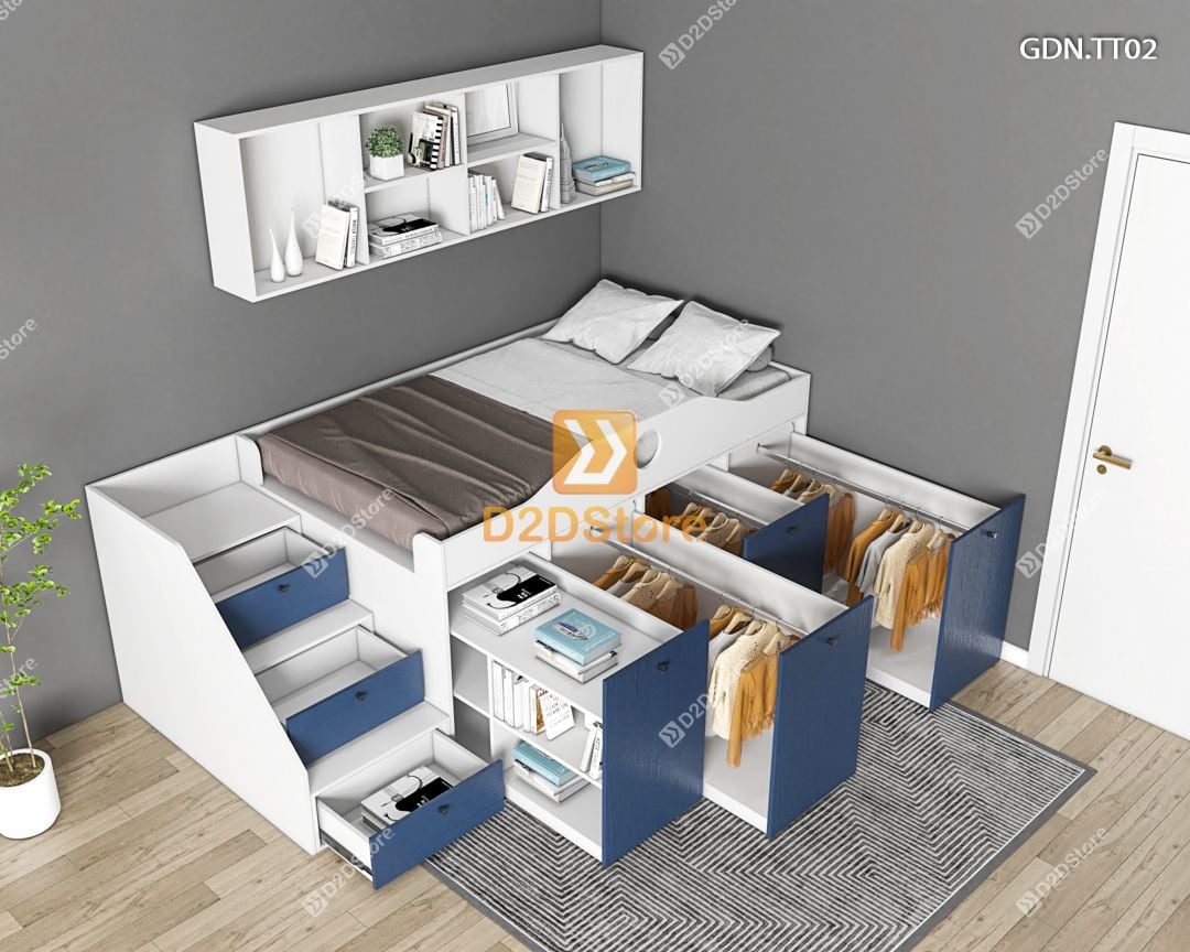  Giường kết hợp tủ áo thấp GDN.TT02 