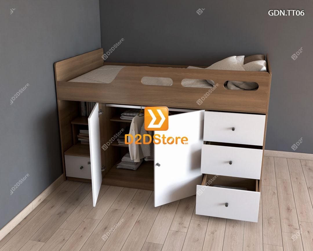  Giường kết hợp tủ áo thấp GDN.TT06 