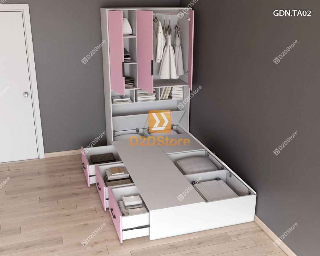  Giường ngủ kết hợp tủ áo GDN.TA02 
