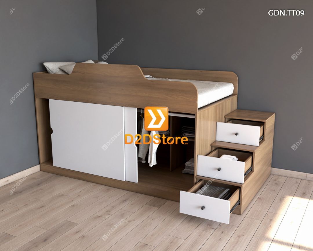  Giường kết hợp tủ áo thấp GDN.TT09 