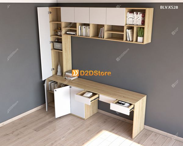 Bàn làm việc kết hợp kệ sách BLV.KS28