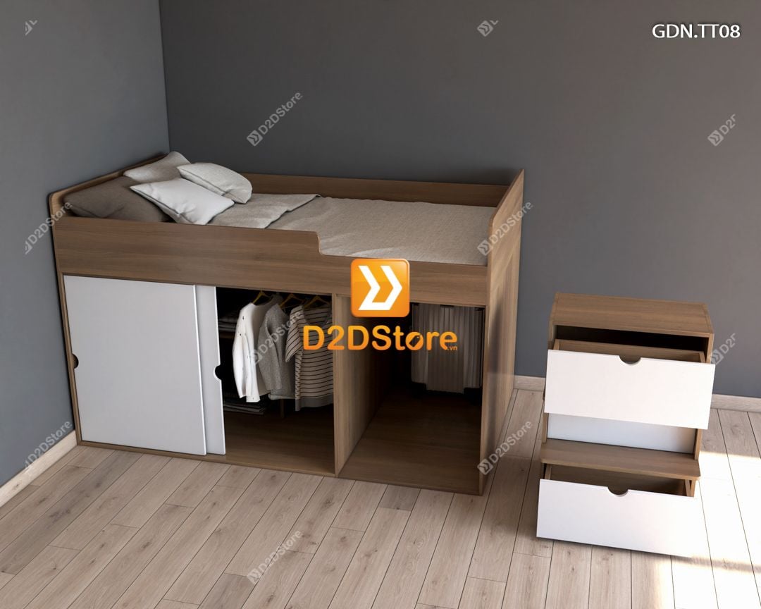  Giường kết hợp tủ áo thấp GDN.TT08 