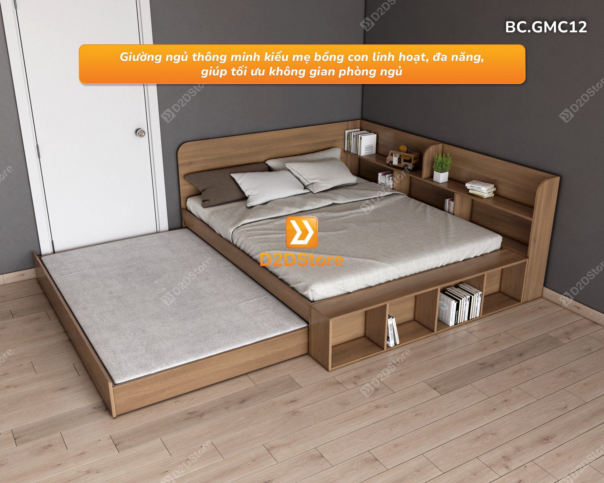  Giường kéo 2 tầng nhiều kích thước mã BC.GMC12 