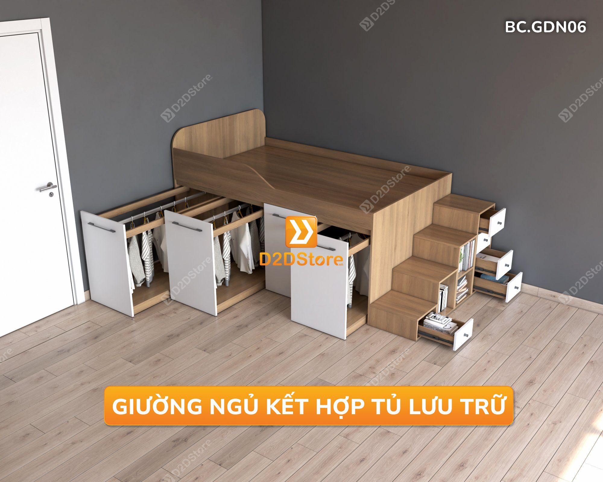  Giường thông minh kết hợp tủ kéo mã BC.GDN06 