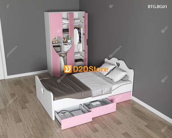 Bộ giường tủ phòng ngủ bé gái BTG.BG01