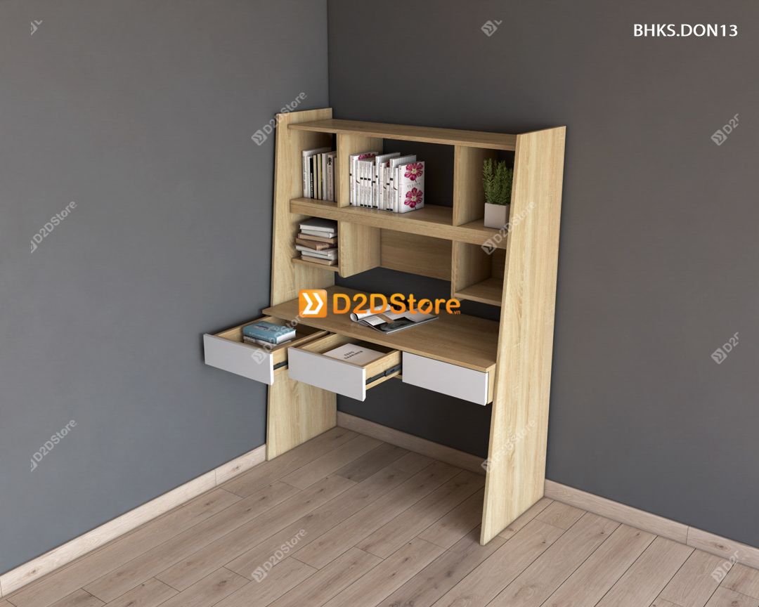  Bàn học đơn cho bé có kệ sách BHKS.DON13 