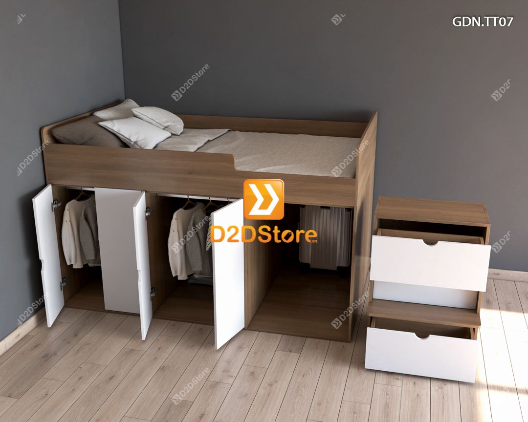  Giường kết hợp tủ áo thấp GDN.TT07 