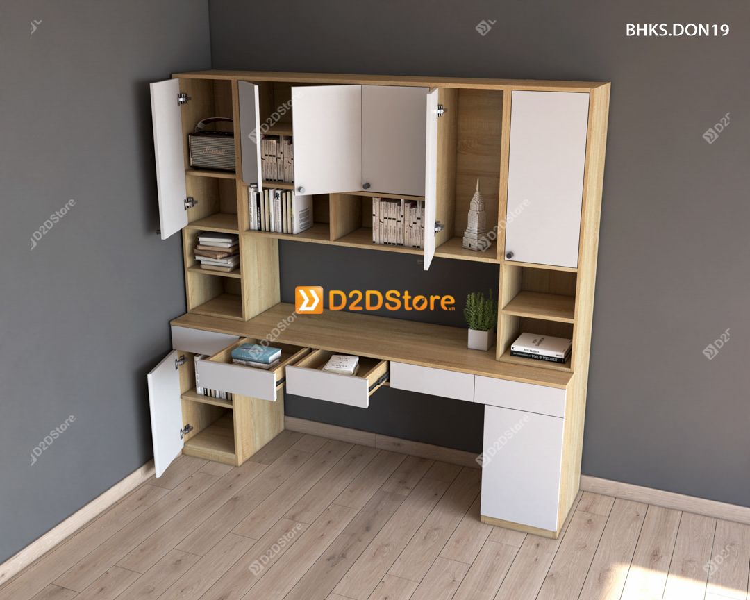  Bàn học đơn cho bé có kệ sách BHKS.DON19 