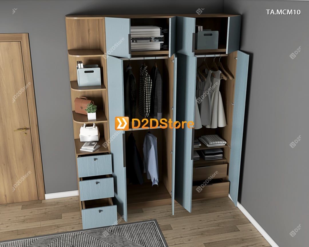  Tủ quần áo gỗ phủ melamine cánh mở TA.MCM10 