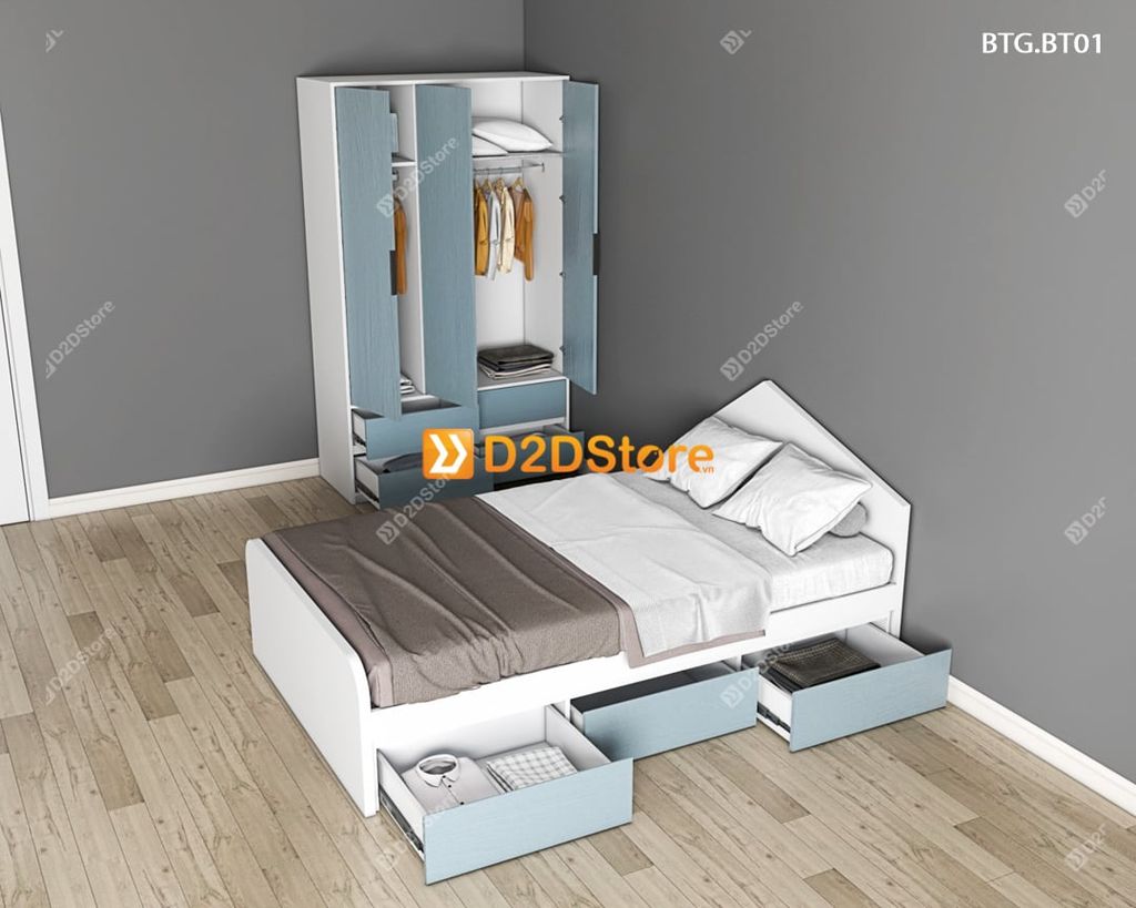 Bộ giường tủ phòng ngủ bé trai BTG.BT01