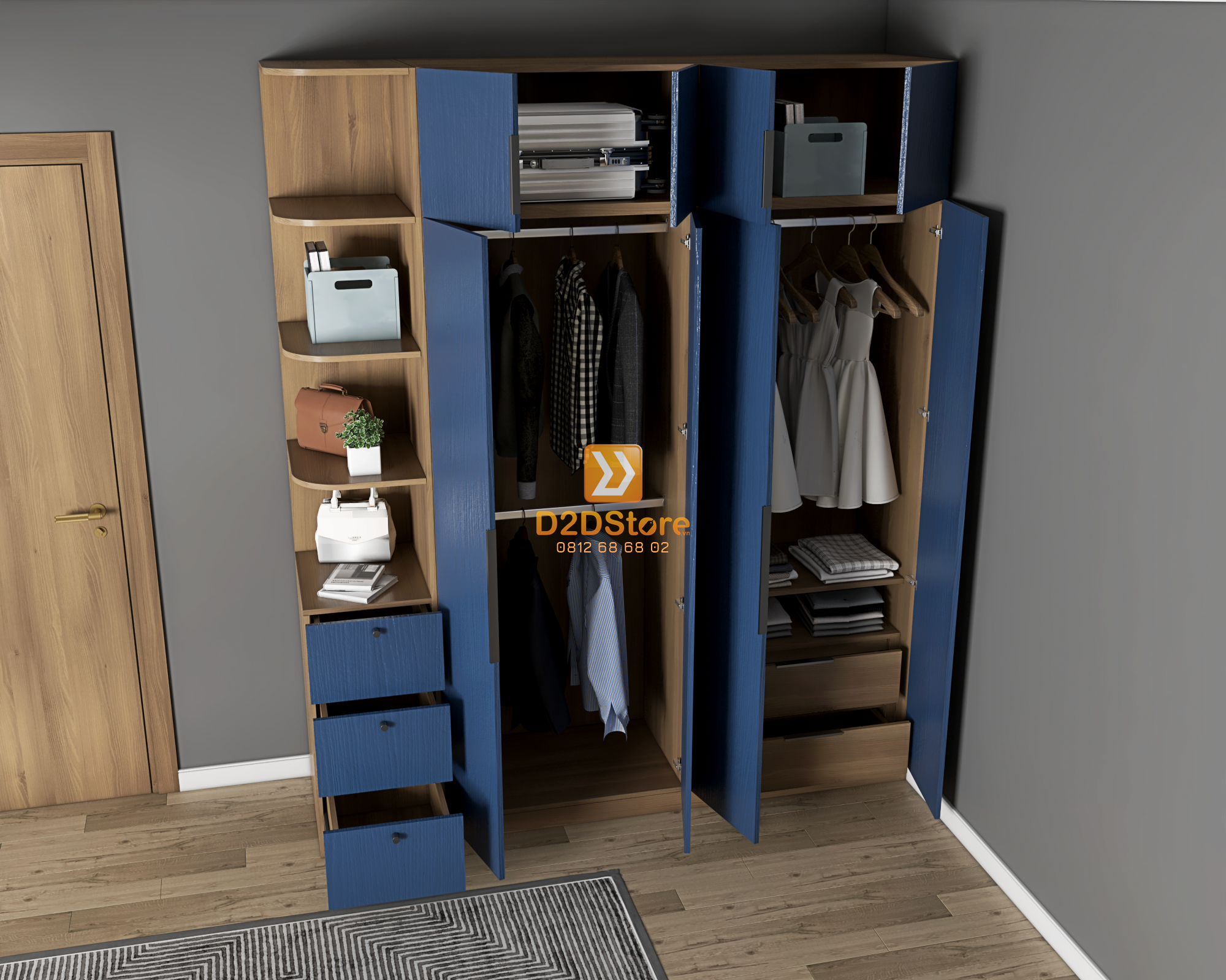  Tủ áo melamine cánh mở TA.MCM10 