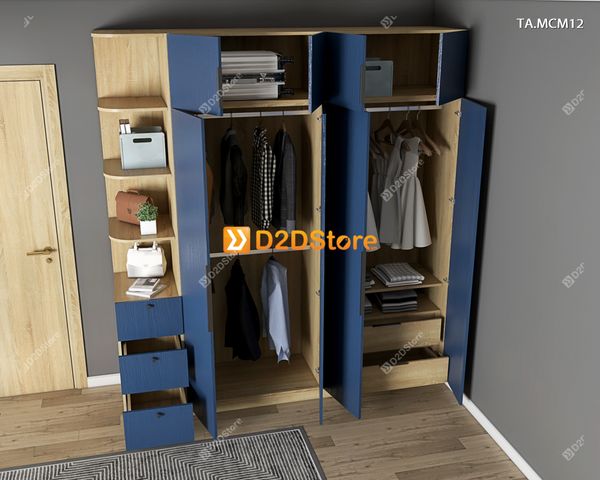 Tủ quần áo gỗ phủ melamine cánh mở TA.MCM12