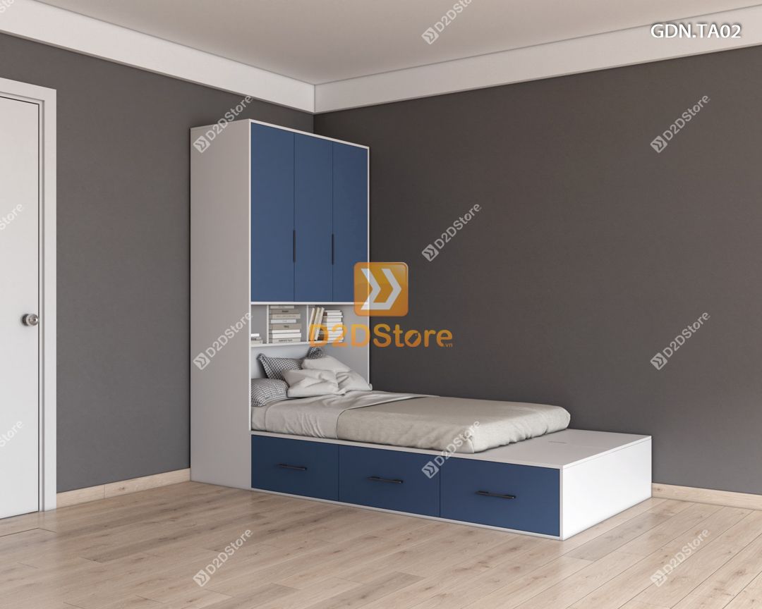  Giường ngủ kết hợp tủ áo GDN.TA02 