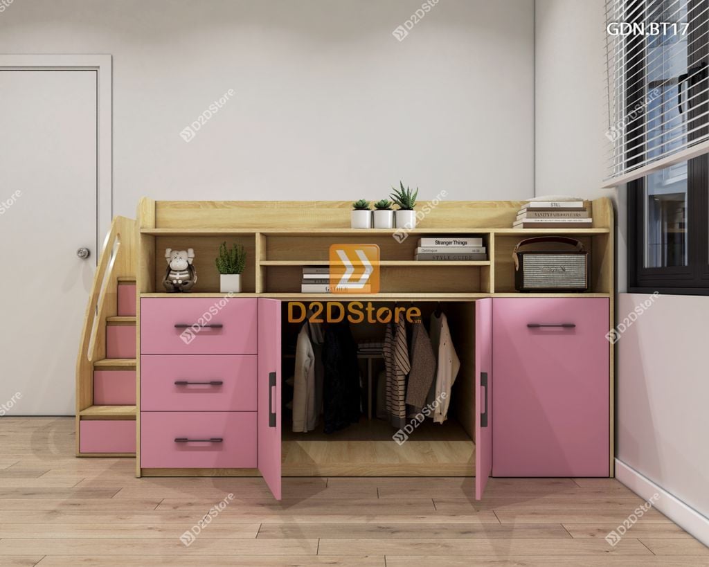 Giường ngủ kết hợp bàn học tủ áo GDN.BT17