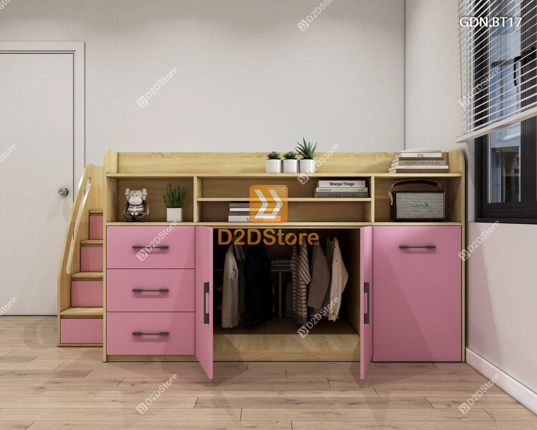  Giường ngủ kết hợp bàn học tủ áo GDN.BT17 