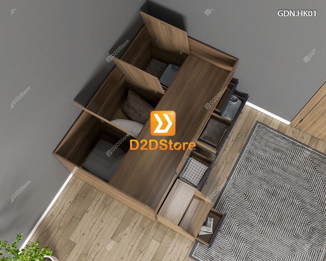  Giường ngủ kết hợp nhiều hộc kéo GDN.HK01 