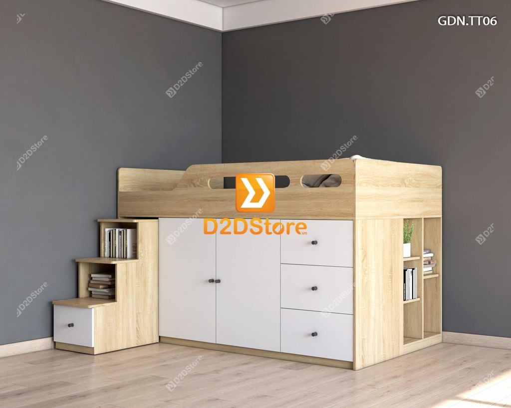 Giường kết hợp tủ áo thấp GDN.TT06