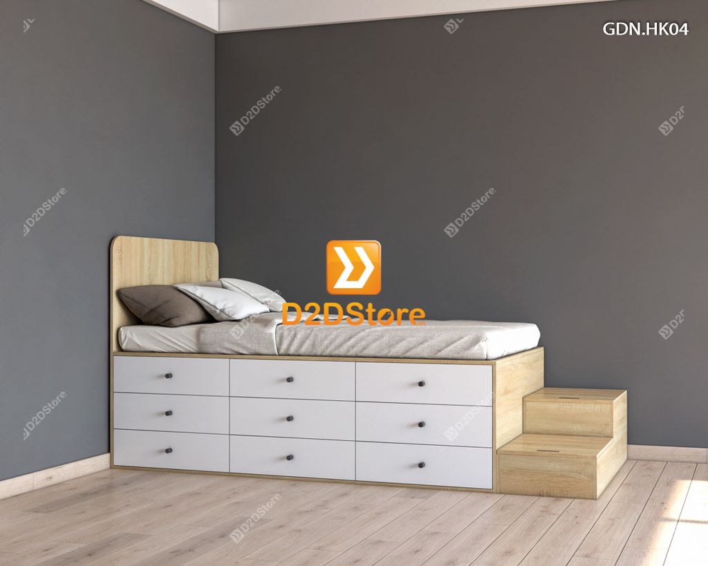 Giường ngủ kết hợp nhiều hộc kéo GDN.HK04