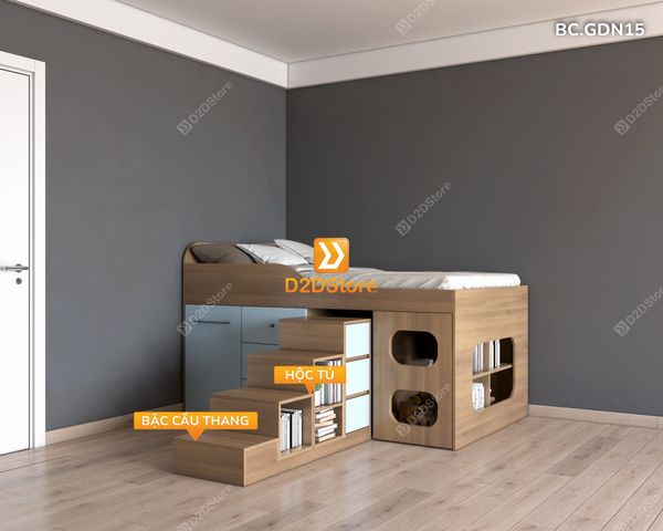 Giường đa năng kết hợp bàn học và tủ kéo mã BC.GDN15