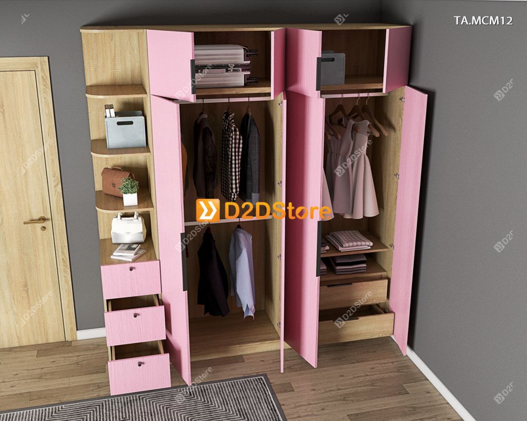 Tủ quần áo gỗ phủ melamine cánh mở TA.MCM12