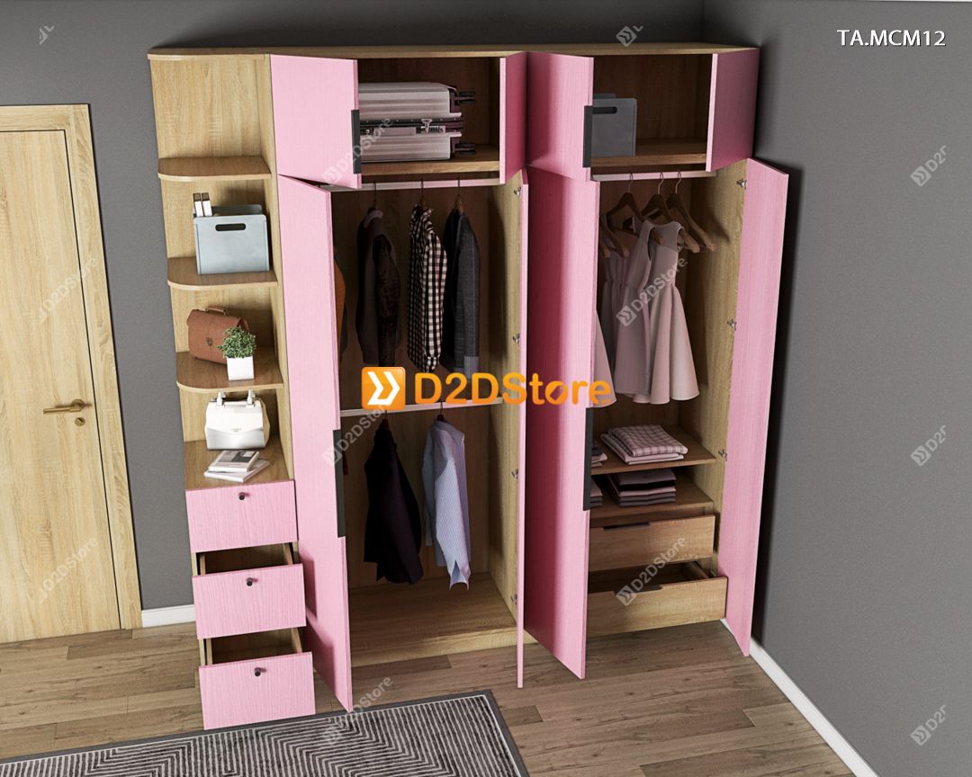  Tủ quần áo gỗ phủ melamine cánh mở TA.MCM12 