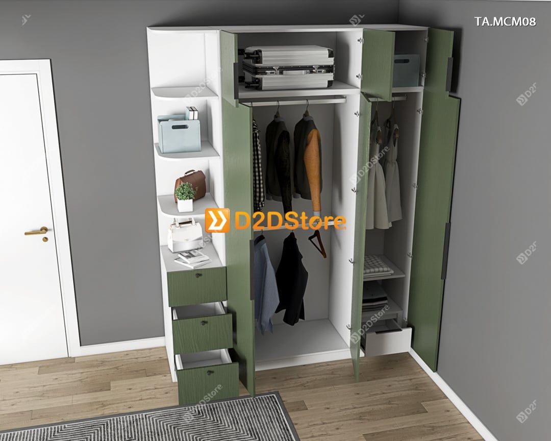  Tủ quần áo gỗ phủ melamine cánh mở TA.MCM08 