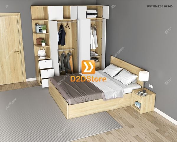 Bộ giường tủ phòng ngủ bố mẹ BGT.BM12-220.240