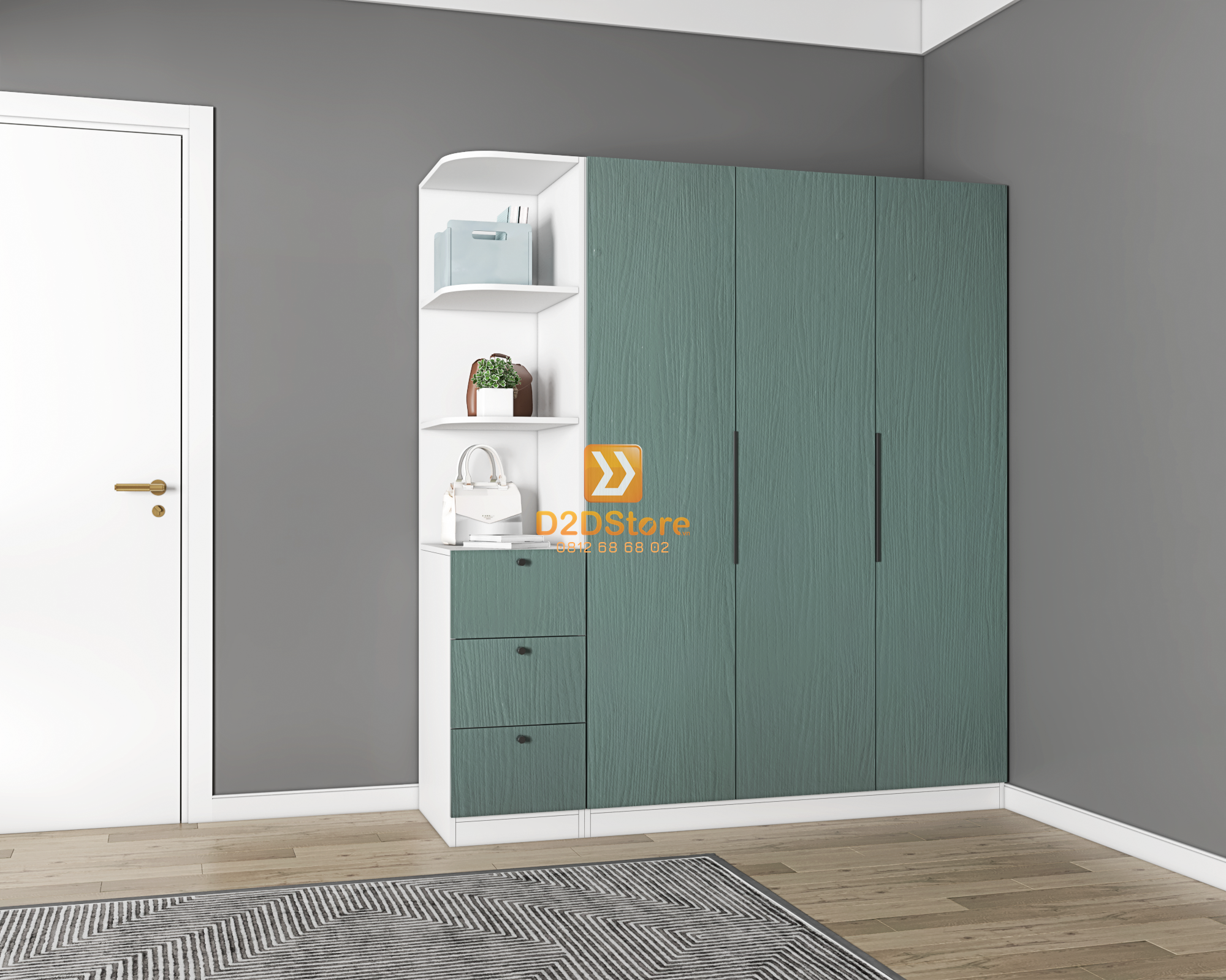  Tủ áo melamine cánh mở TA.MCM07 