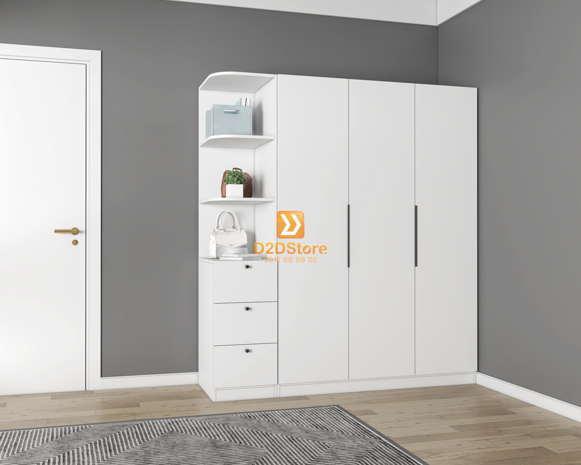  Tủ áo melamine cánh mở TA.MCM07 