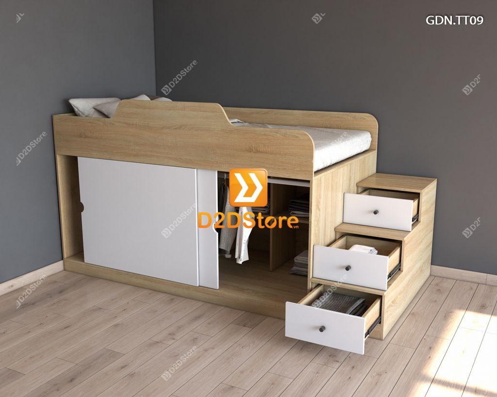 Giường kết hợp tủ áo thấp GDN.TT09