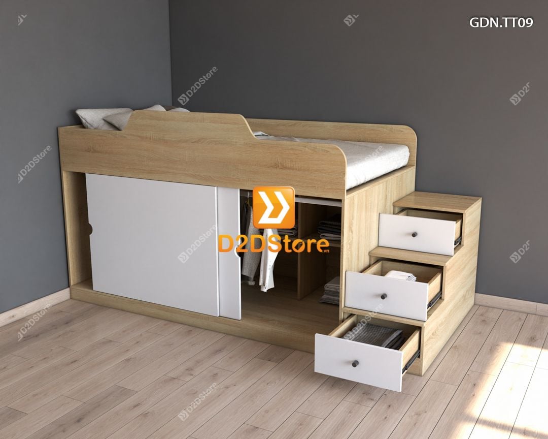 Giường kết hợp tủ áo thấp GDN.TT09 