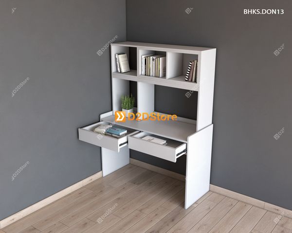 Bàn học đơn cho bé có kệ sách BHKS.DON13