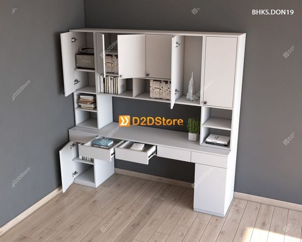 Bàn học đơn cho bé có kệ sách BHKS.DON19