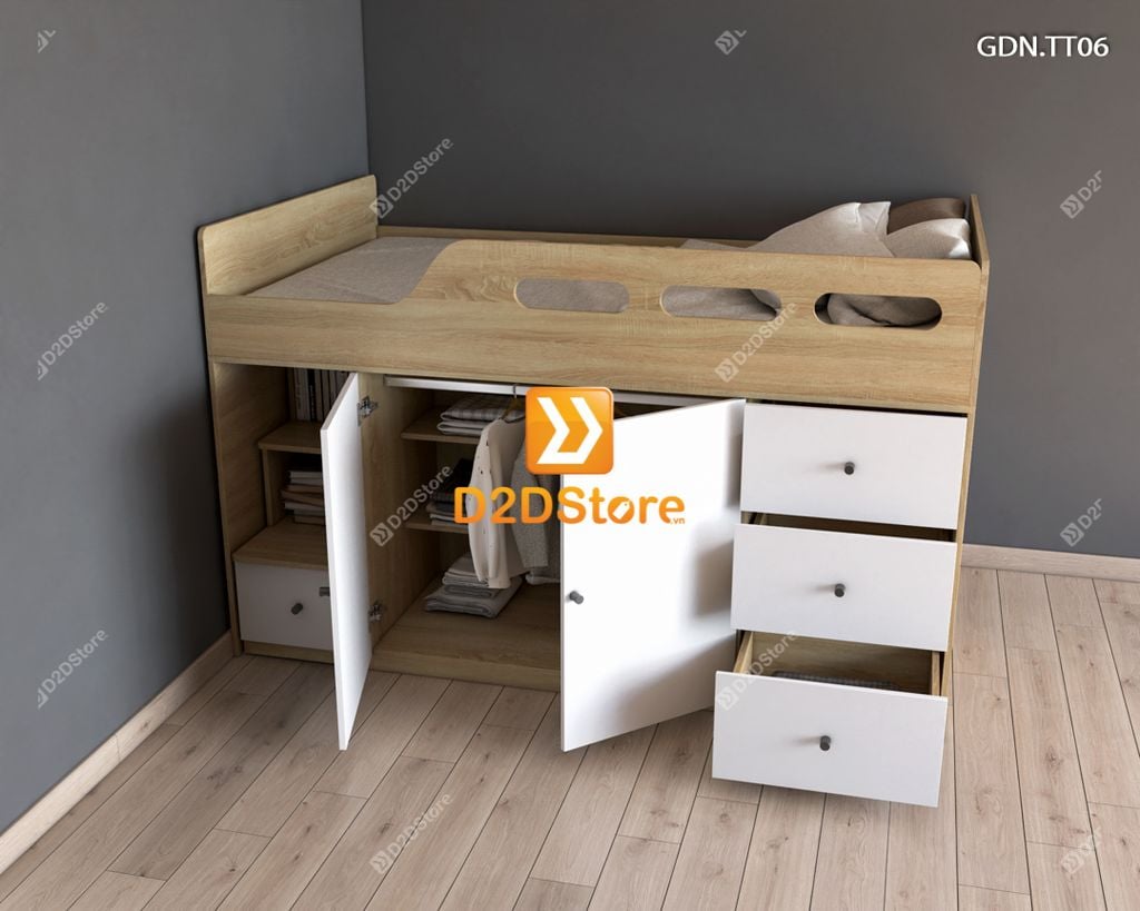 Giường kết hợp tủ áo thấp GDN.TT06