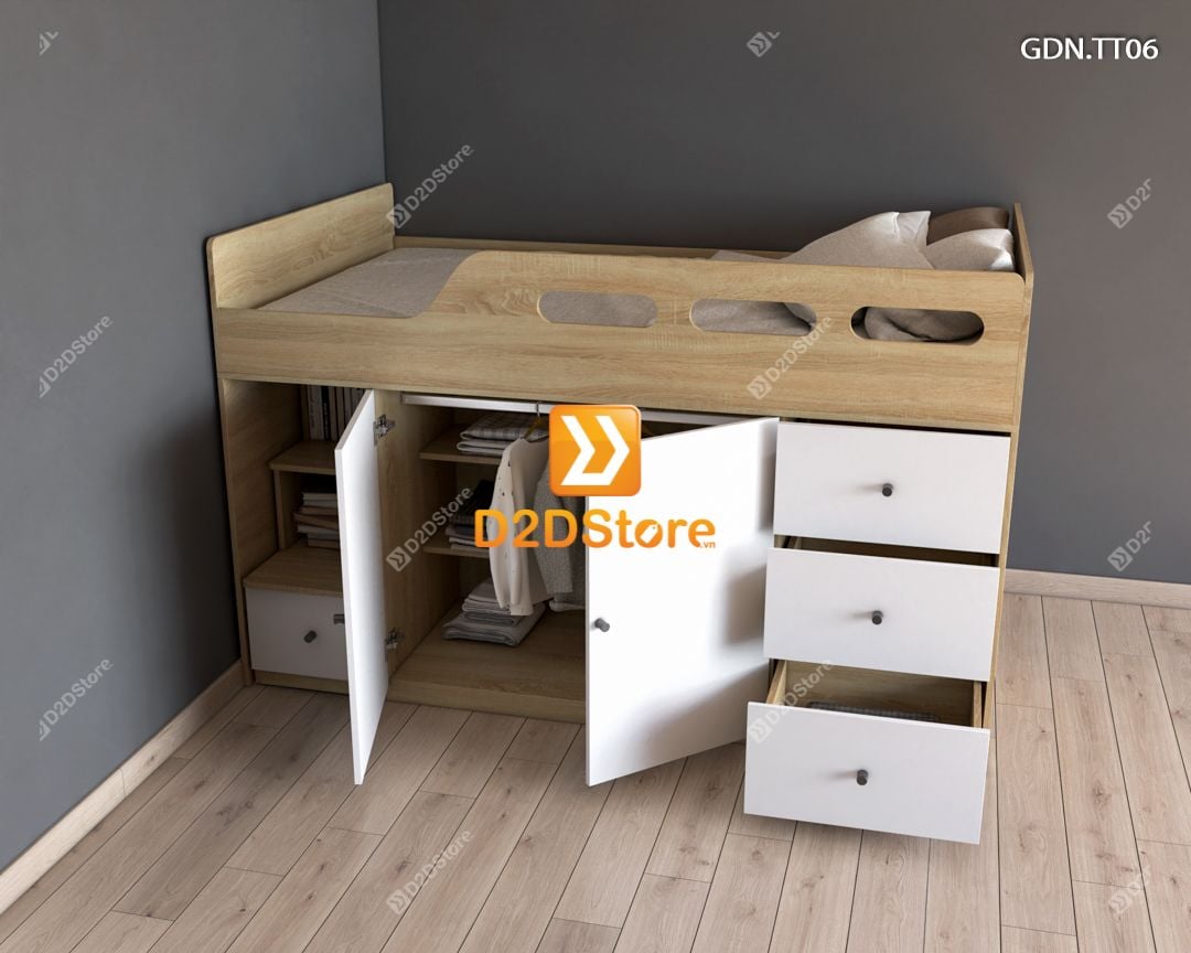  Giường kết hợp tủ áo thấp GDN.TT06 